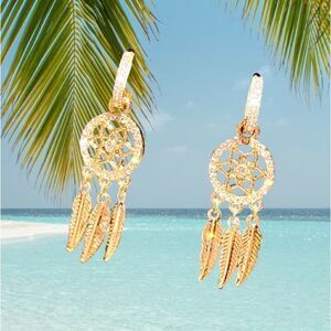 18k GOLD EARRINGS DREAM CATCHER WOMAN FASHION DIAMOND